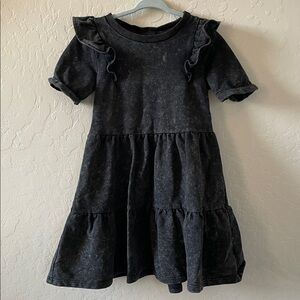 Art Class Toddler Girl Black Acid Wash Style Dress with Ruffles Size 5T